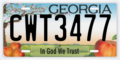 GA license plate CWT3477