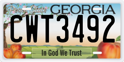 GA license plate CWT3492