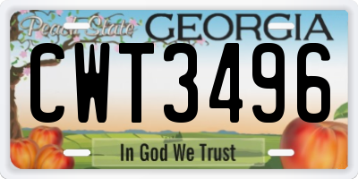 GA license plate CWT3496