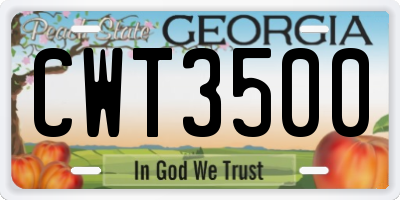 GA license plate CWT3500