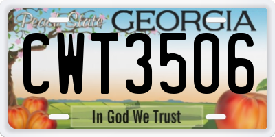 GA license plate CWT3506