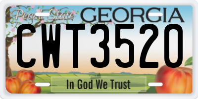 GA license plate CWT3520
