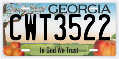 GA license plate CWT3522