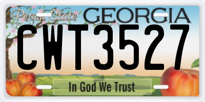GA license plate CWT3527