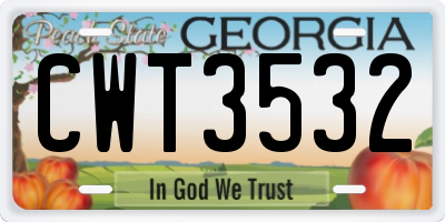 GA license plate CWT3532