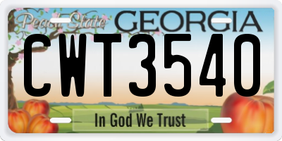 GA license plate CWT3540