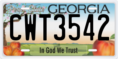 GA license plate CWT3542
