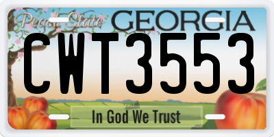 GA license plate CWT3553