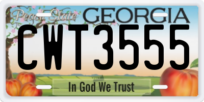 GA license plate CWT3555