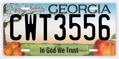GA license plate CWT3556