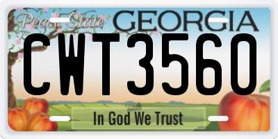 GA license plate CWT3560