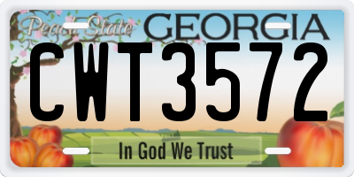 GA license plate CWT3572