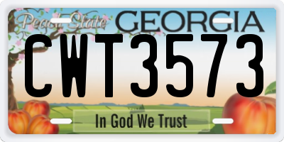 GA license plate CWT3573