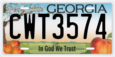 GA license plate CWT3574