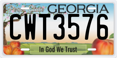 GA license plate CWT3576