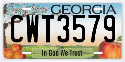 GA license plate CWT3579