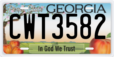 GA license plate CWT3582