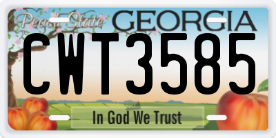GA license plate CWT3585
