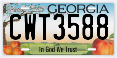 GA license plate CWT3588