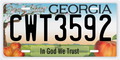 GA license plate CWT3592