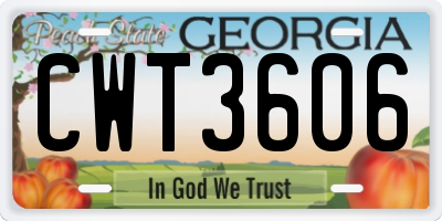 GA license plate CWT3606