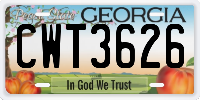 GA license plate CWT3626