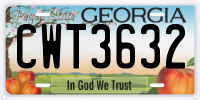 GA license plate CWT3632