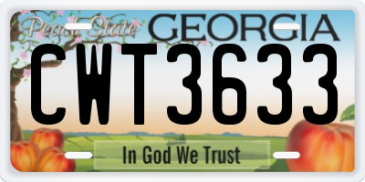 GA license plate CWT3633