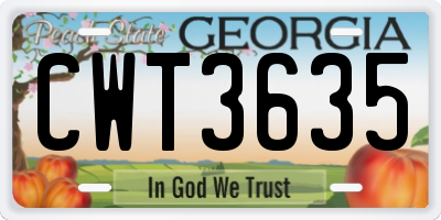 GA license plate CWT3635