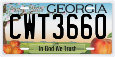GA license plate CWT3660