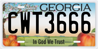 GA license plate CWT3666