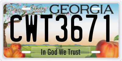 GA license plate CWT3671