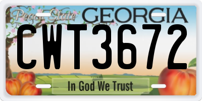 GA license plate CWT3672