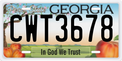 GA license plate CWT3678