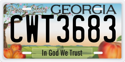 GA license plate CWT3683