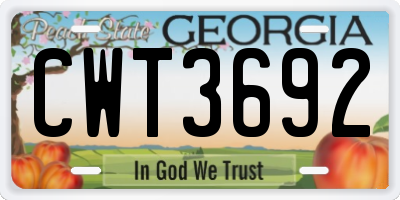 GA license plate CWT3692
