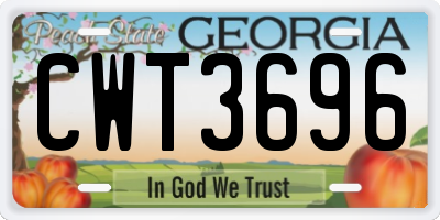 GA license plate CWT3696