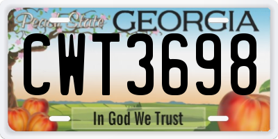 GA license plate CWT3698