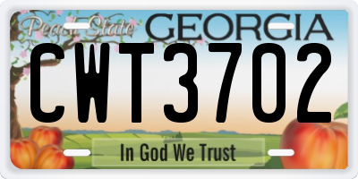 GA license plate CWT3702