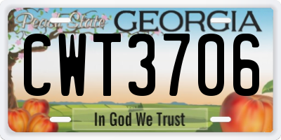 GA license plate CWT3706