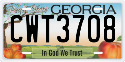GA license plate CWT3708