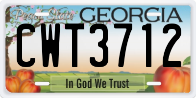 GA license plate CWT3712
