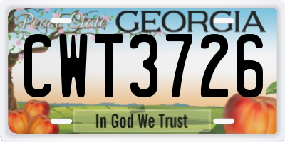 GA license plate CWT3726
