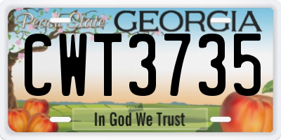 GA license plate CWT3735