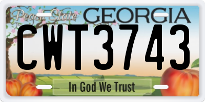 GA license plate CWT3743