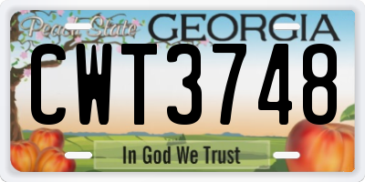 GA license plate CWT3748