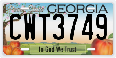 GA license plate CWT3749