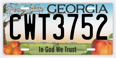 GA license plate CWT3752