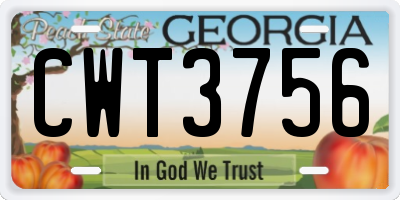GA license plate CWT3756