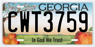 GA license plate CWT3759